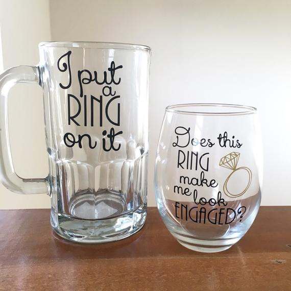 Ideas For Gifts For Engagement Party
 Couples engagement t I put a ring on it beer by