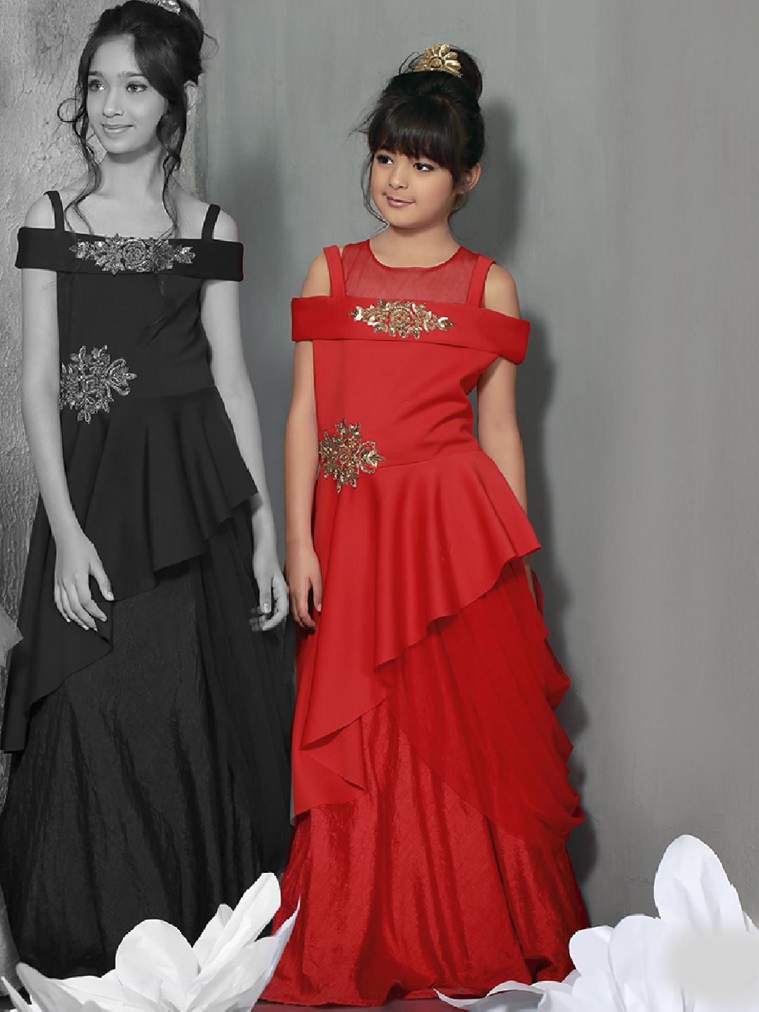 Indian Party Wear Dresses For Kids
 Party Wear Silk Red Gown red color designer gown indian