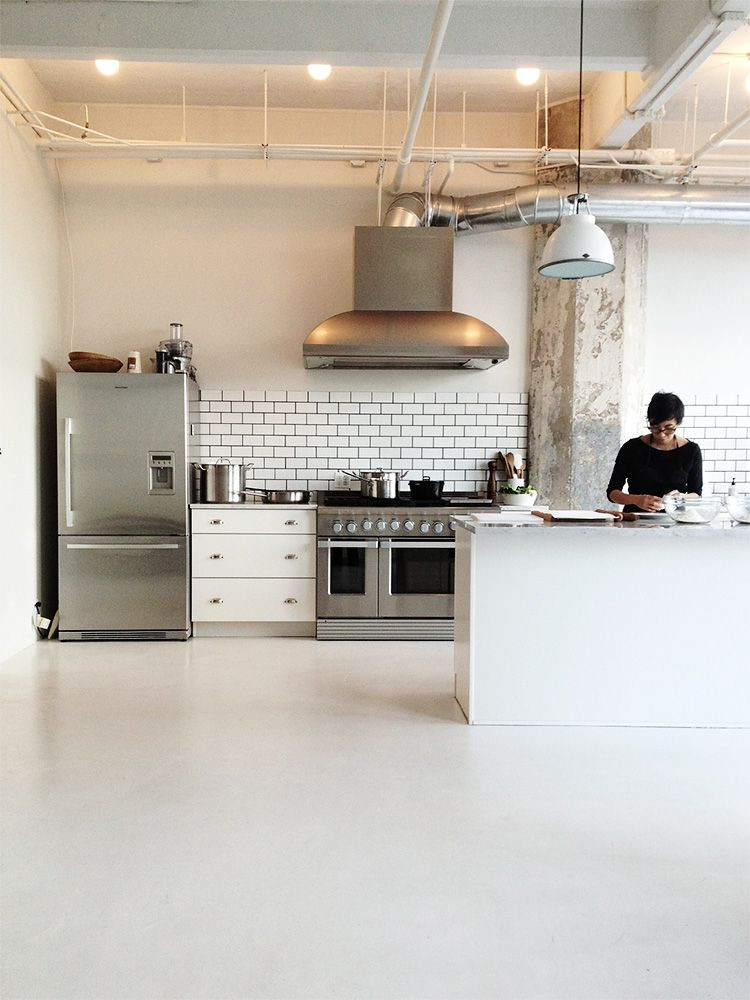 Industrial Kitchen Backsplash
 mercial kitchen like the simple materials subway tile