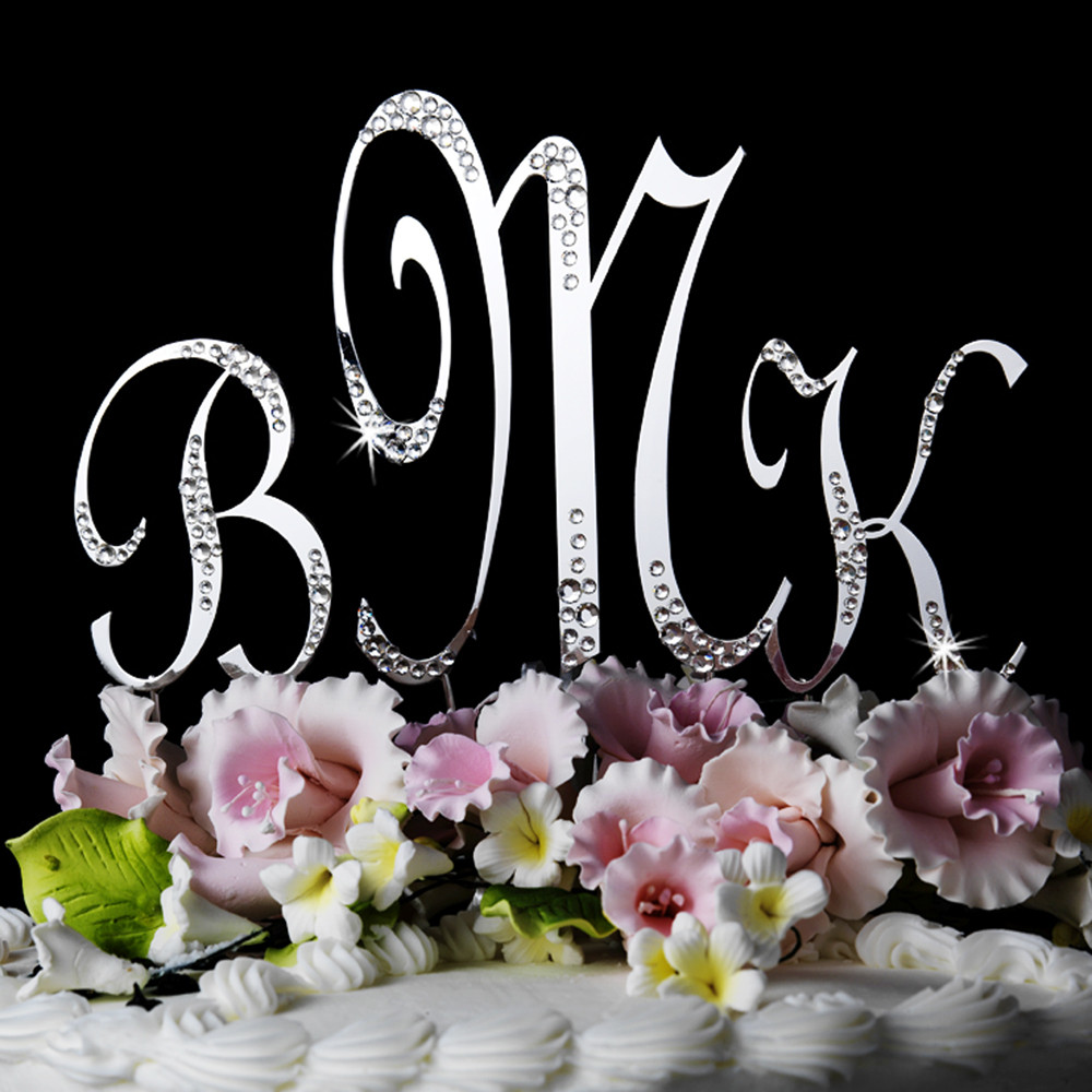 Initial Wedding Cake Toppers
 Crystal SPARKLE Monogram Initials Wedding Cake Topper