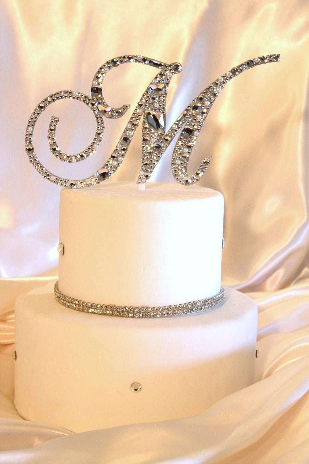 Initial Wedding Cake Toppers
 36 Swarovski Mosaic Style Monogram Cake Topper