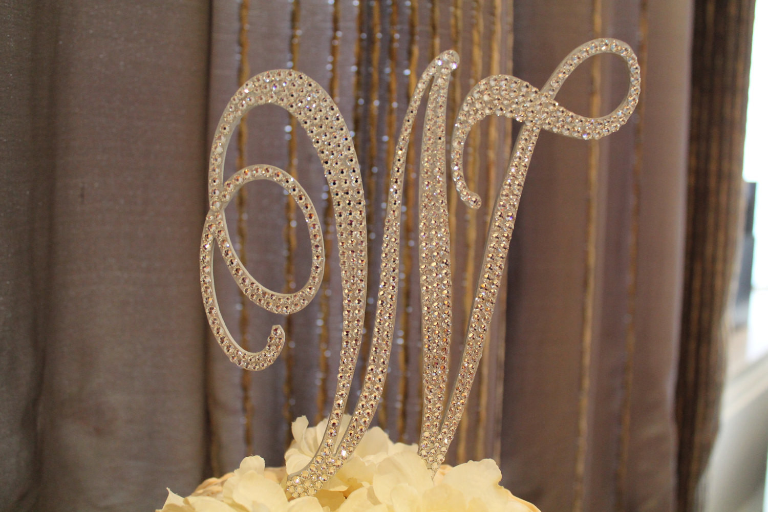 Initial Wedding Cake Toppers
 Items similar to 6" Crystal Monogram Wedding Cake Topper