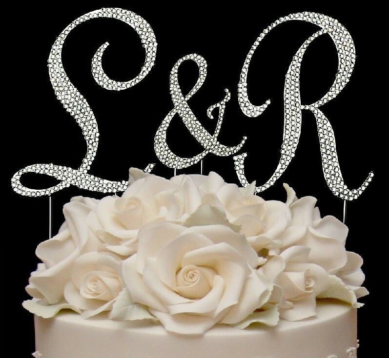 Initial Wedding Cake Toppers
 3 Full Swarovski Crystal Covered Wedding Monogram Cake