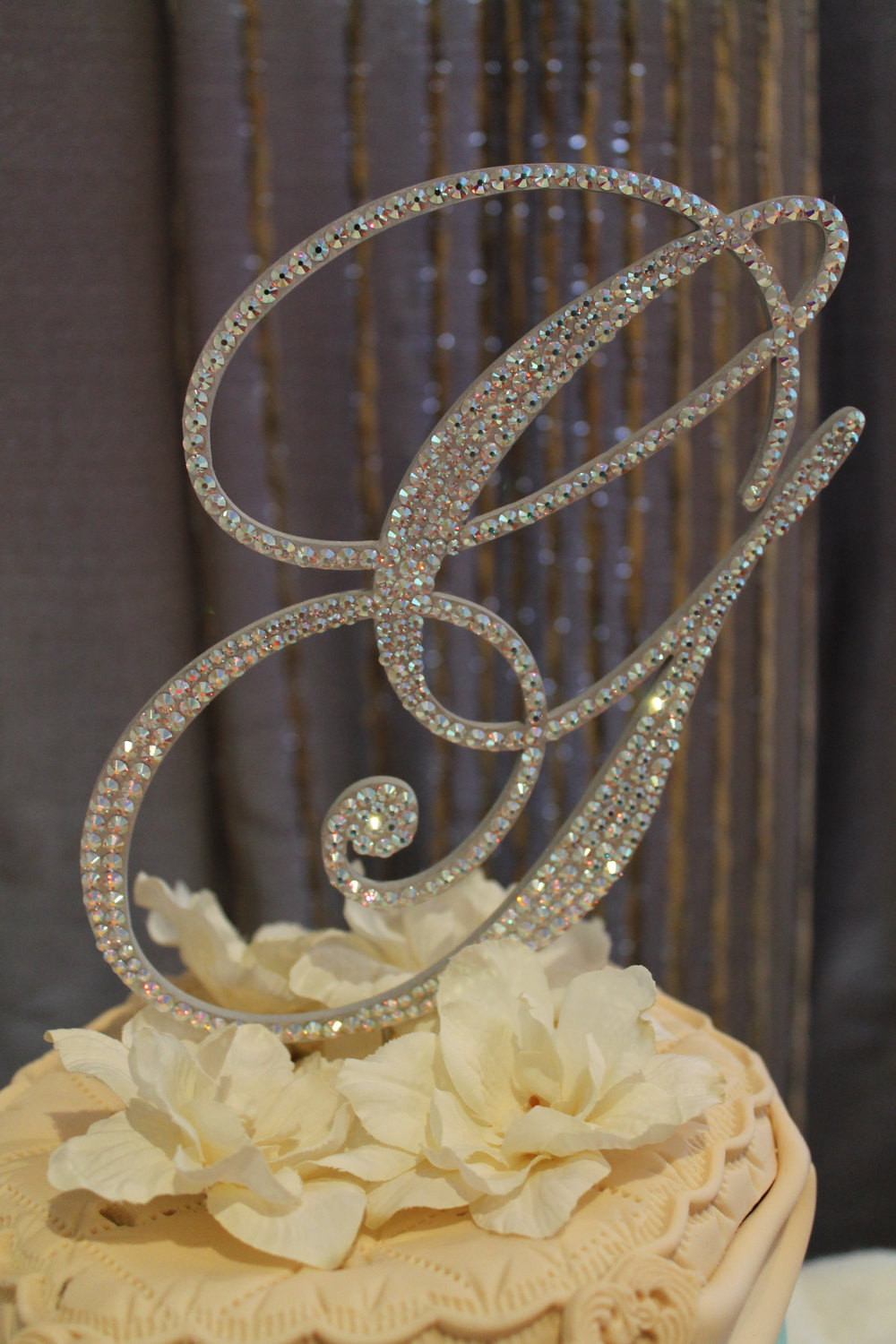 Initial Wedding Cake Toppers
 Items similar to 6" Crystal Monogram Wedding Cake Topper