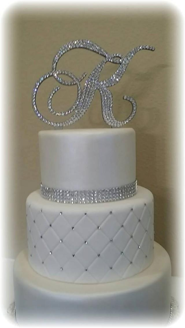 Initial Wedding Cake Toppers
 Monogram Wedding Cake Topper Crystal Initial Any Letter A