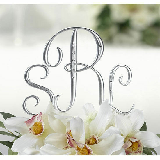 Initial Wedding Cake Toppers
 Silver Monogram Wedding Cake Topper Initials Set of 3 with