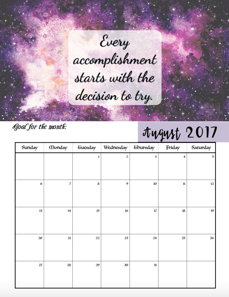 Inspirational Quotes 2017
 FREE Printable 2017 Motivational Monthly Calendar