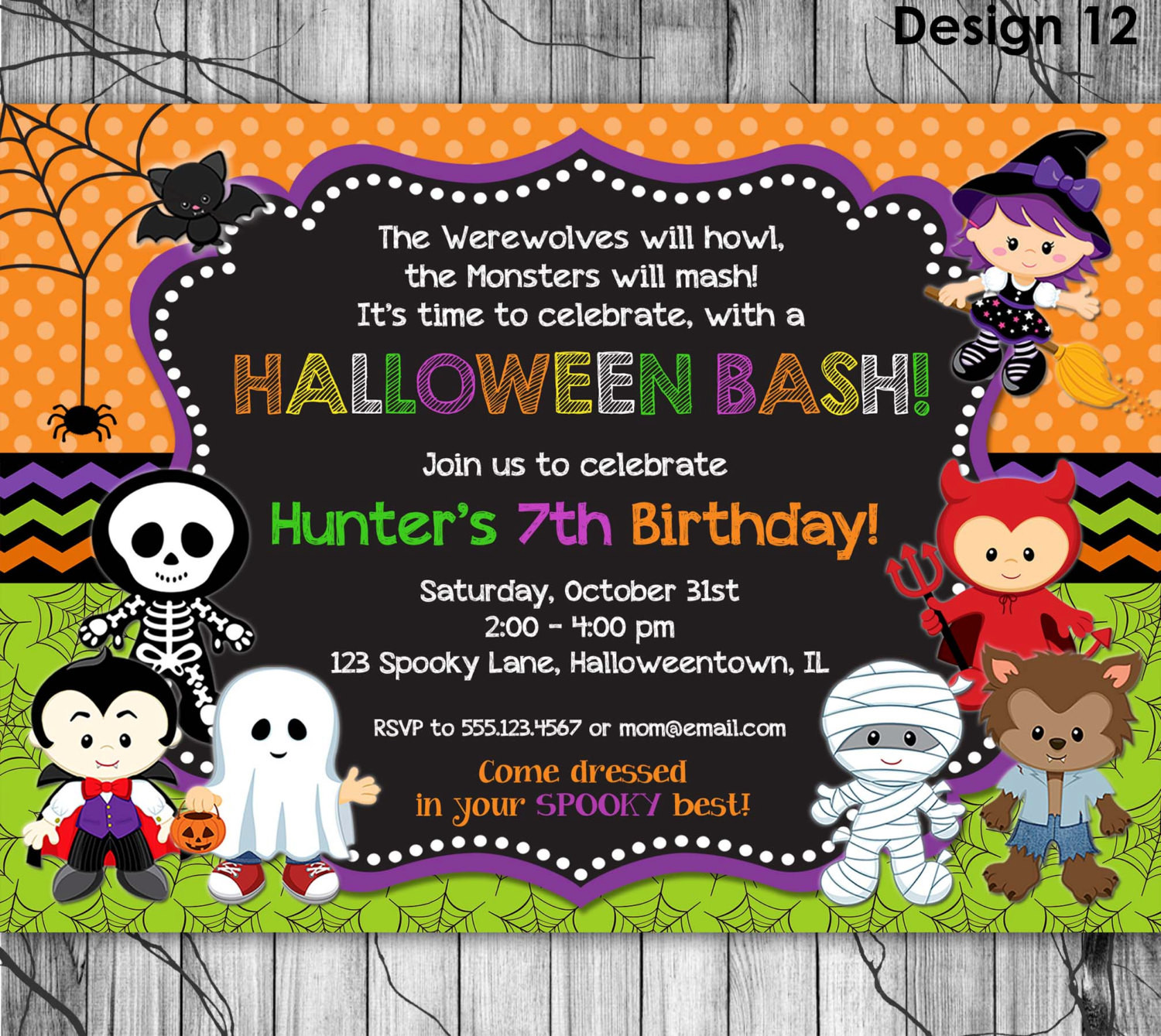 Invitation Ideas For Halloween Party
 HALLOWEEN Birthday Invitation PRINTABLE Kids Halloween Party