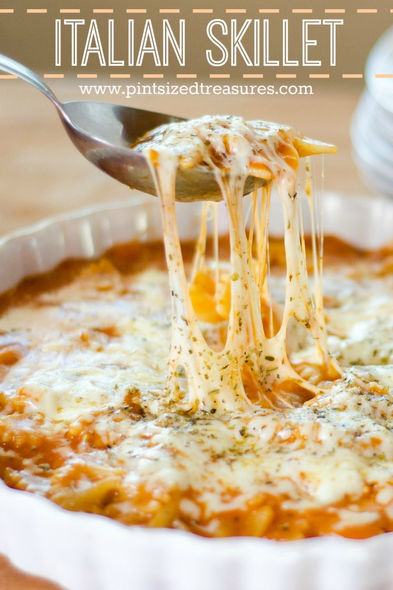 Italian Recipes Easy
 15 Minute Easy Cheesy Italian Pasta Skillet · Pint sized