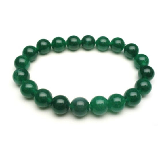 Jade Bead Bracelet
 Oil Iron Green Grade A Natural Color Jade by AnnaAndJade
