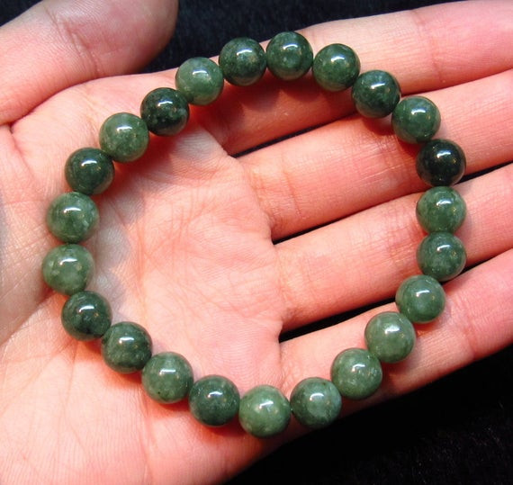 Jade Bead Bracelet
 Green A JADE Jadeite Bead beads Bracelet 7mm by ajade088