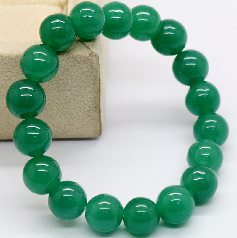 Jade Bead Bracelet
 Green Natural JADE Jadeite Round Gemstone Beads
