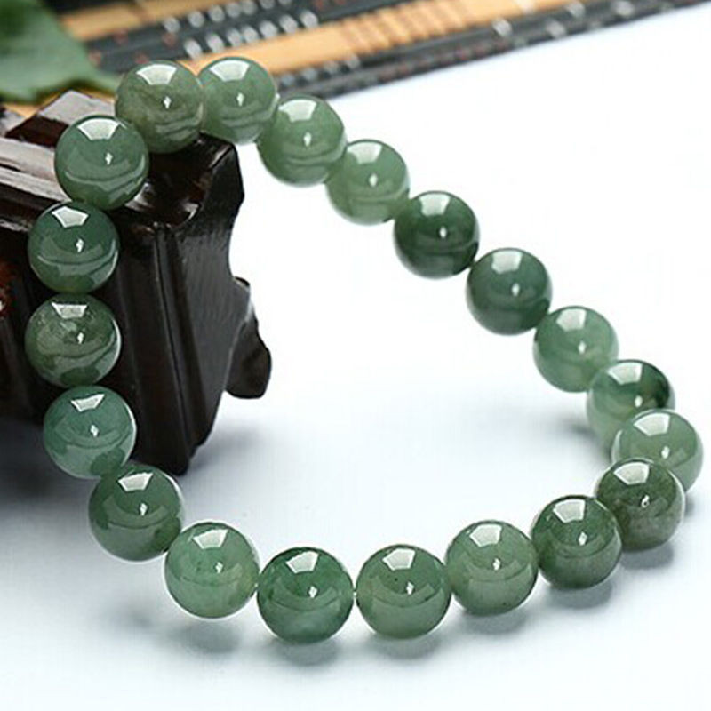 Jade Bead Bracelet
 Natural Grade A Jade Green jadeite 10mm Round Bead