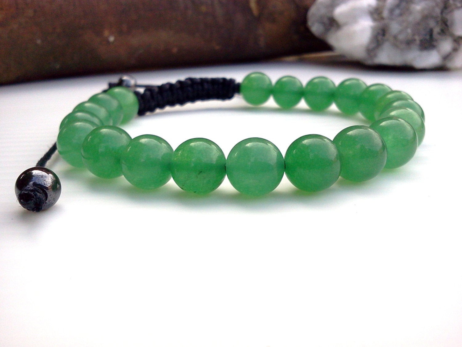 Jade Bead Bracelet
 Jade Men bracelet Green Jade bracelet Cord bracelet by