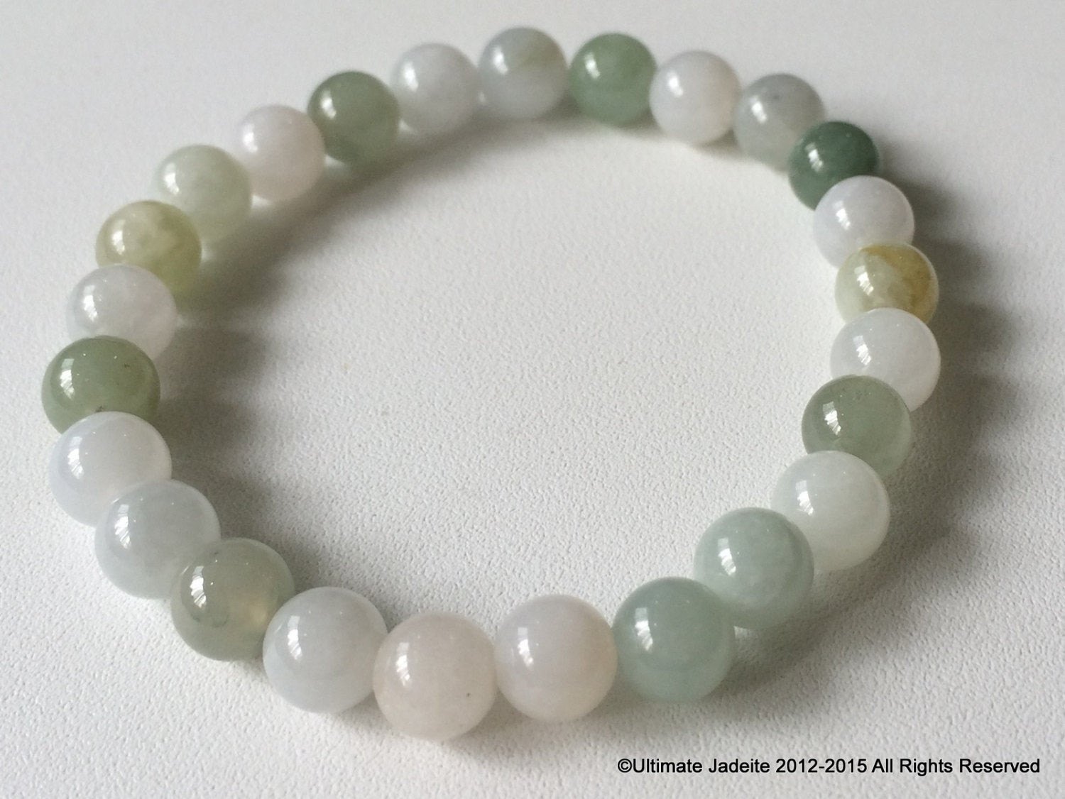 Jade Bead Bracelet
 Jadeite Jade Bead Bracelet White Multi Color 8mm Grade A