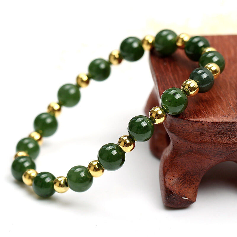 Jade Bead Bracelet
 Authentic Grade A Jade jadeite 10mm Green Bead 4mm 14K