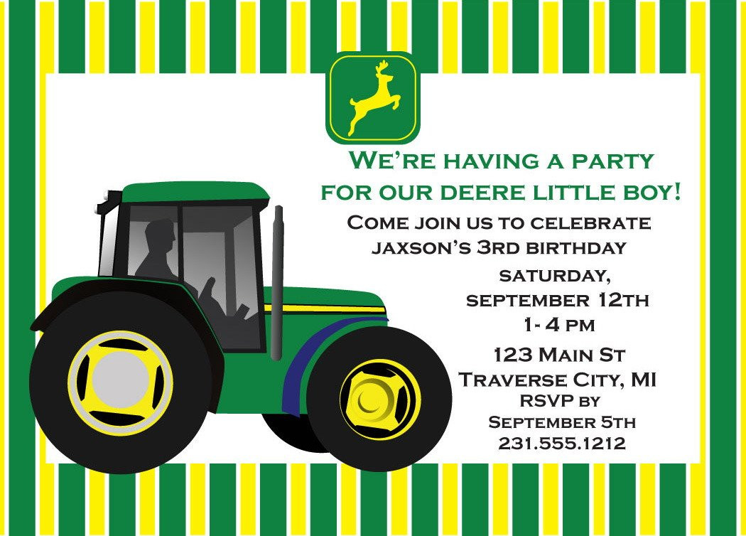 John Deere 1st Birthday Invitations
 John Deere Tractor Birthday Invitation Announce It
