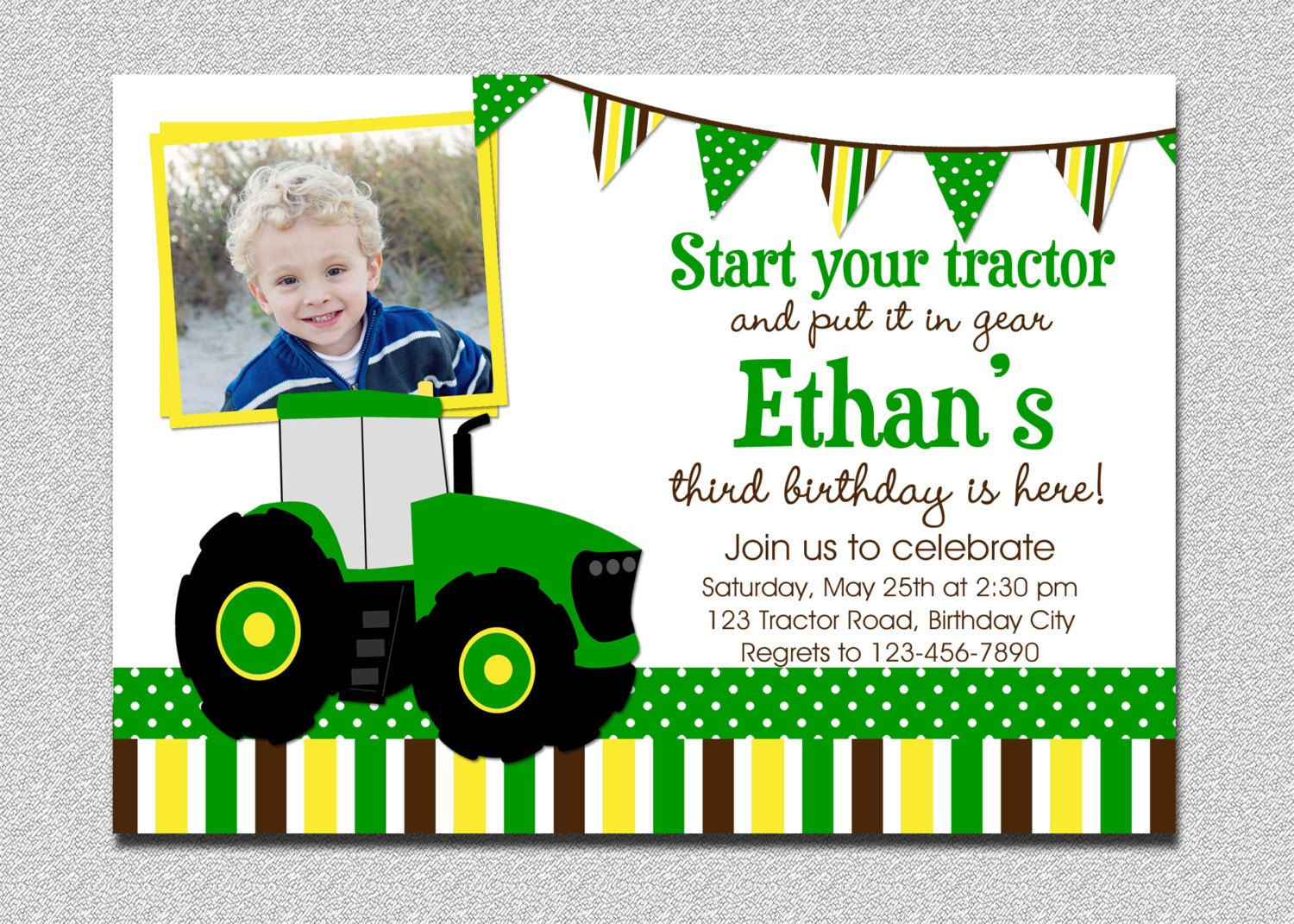 John Deere 1st Birthday Invitations
 Tractor Birthday Invitation Tractor Birthday Party