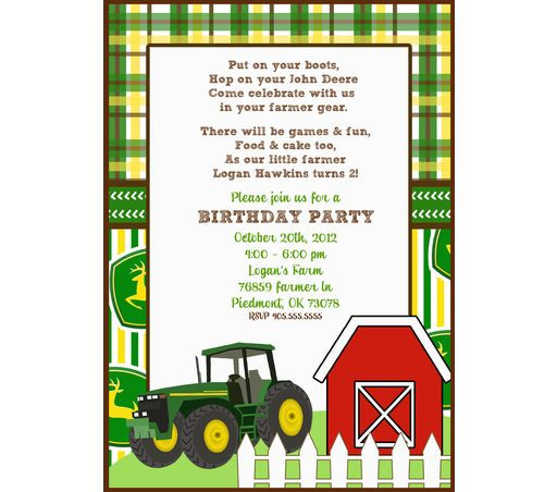 John Deere 1st Birthday Invitations
 john deere party invitation free printable