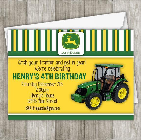 John Deere Birthday Party Invitations
 John Deere Tractor Birthday Party Invitation