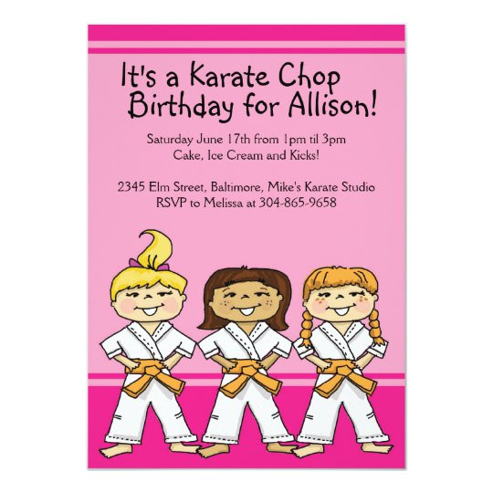 Karate Birthday Invitations
 Girls Karate Themed Birthday Party Invitations