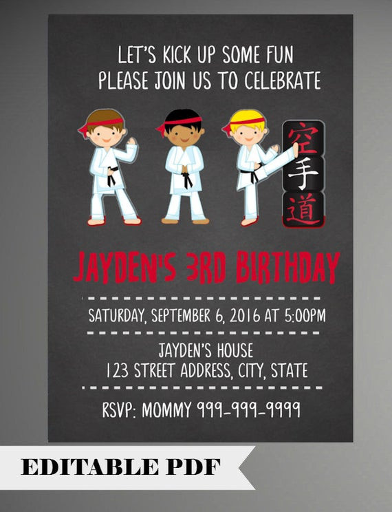 Karate Birthday Invitations
 Boys Karate Invitation Karate Birthday Invitation Judo