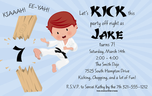 Karate Birthday Invitations
 Karate Kid Invitations by Paper So Pretty Invitation Box