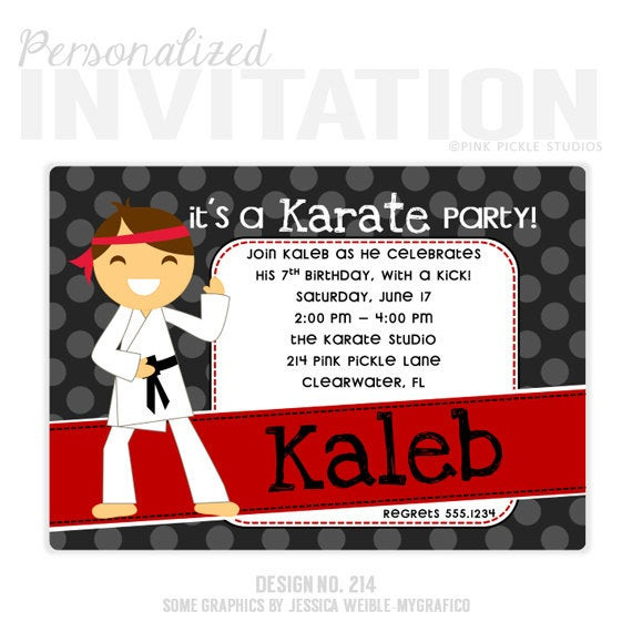 Karate Birthday Invitations
 Karate Birthday Party Invitations by PinkPickleParties on Etsy