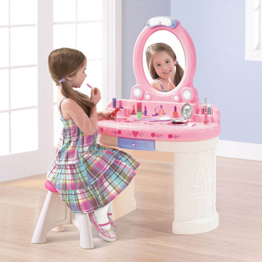 Kids Bathroom Stool
 Kids Girls Play Toy Vanity Set Light Plastic Mirror Stool