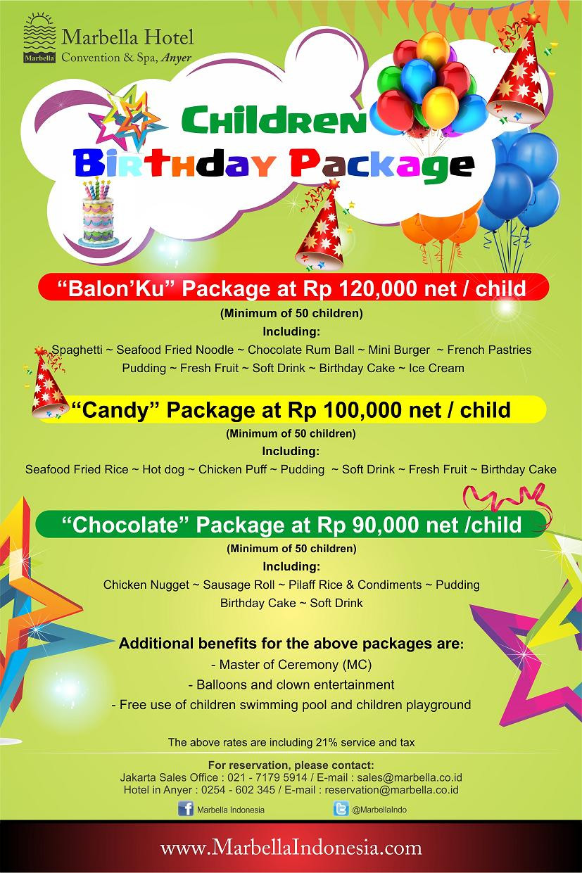 Kids Birthday Party Packages
 Social Events Anyer Hotel Marbella Hotel Convention & Spa