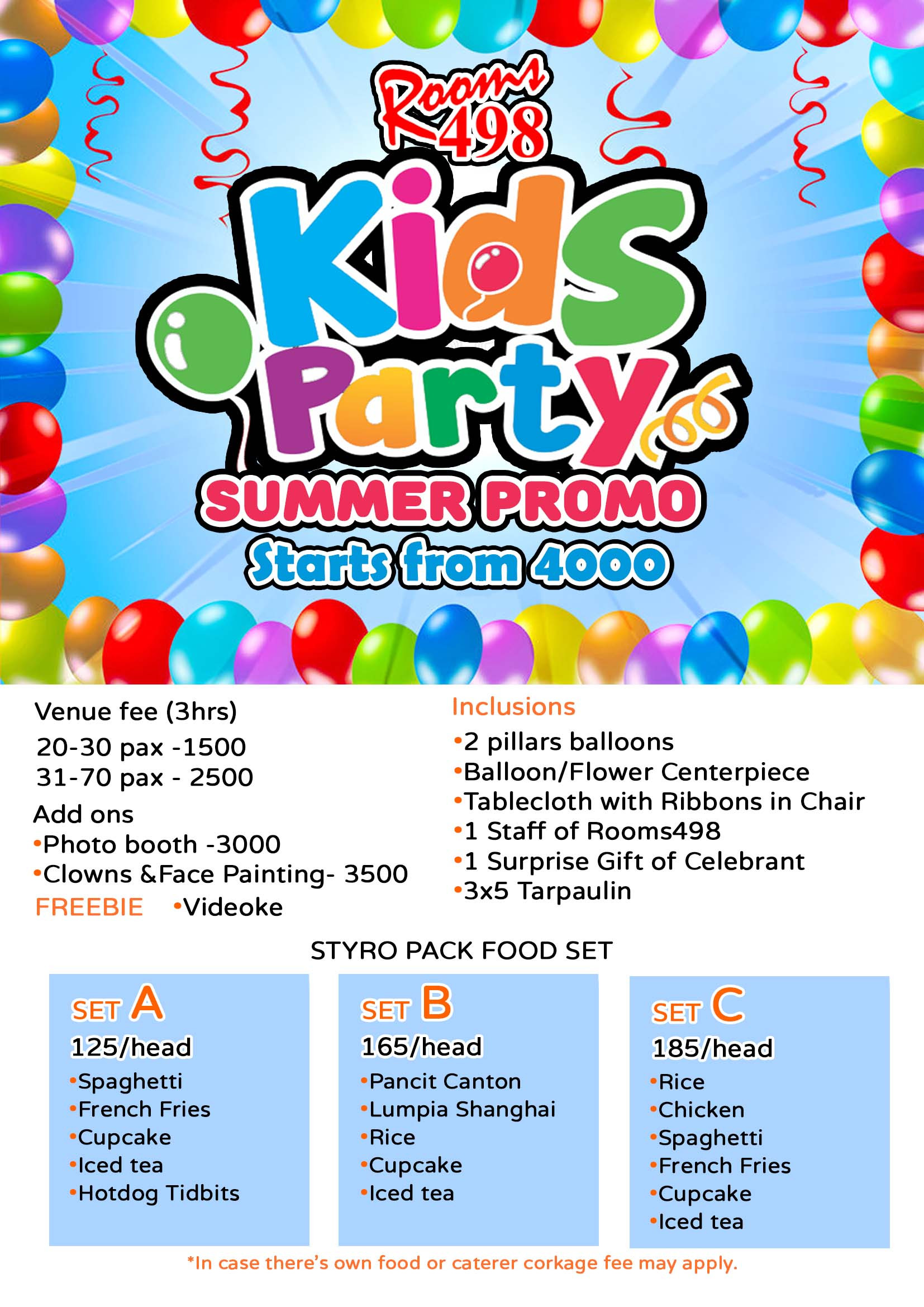 Kids Birthday Party Packages
 Kids Children Birthday Party Venue Rooms498