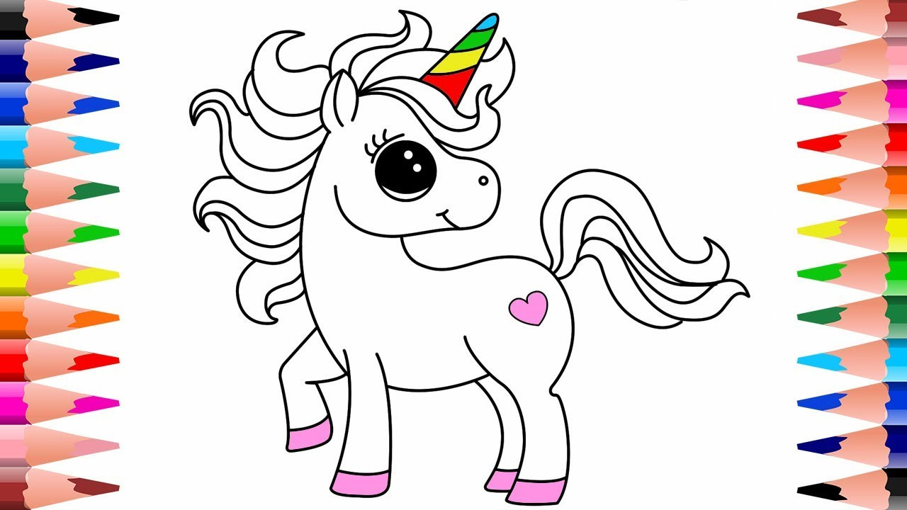 Kids Coloring Pages Unicorn
 How To Draw And Colour Unicorn Colouring Pages For Kids