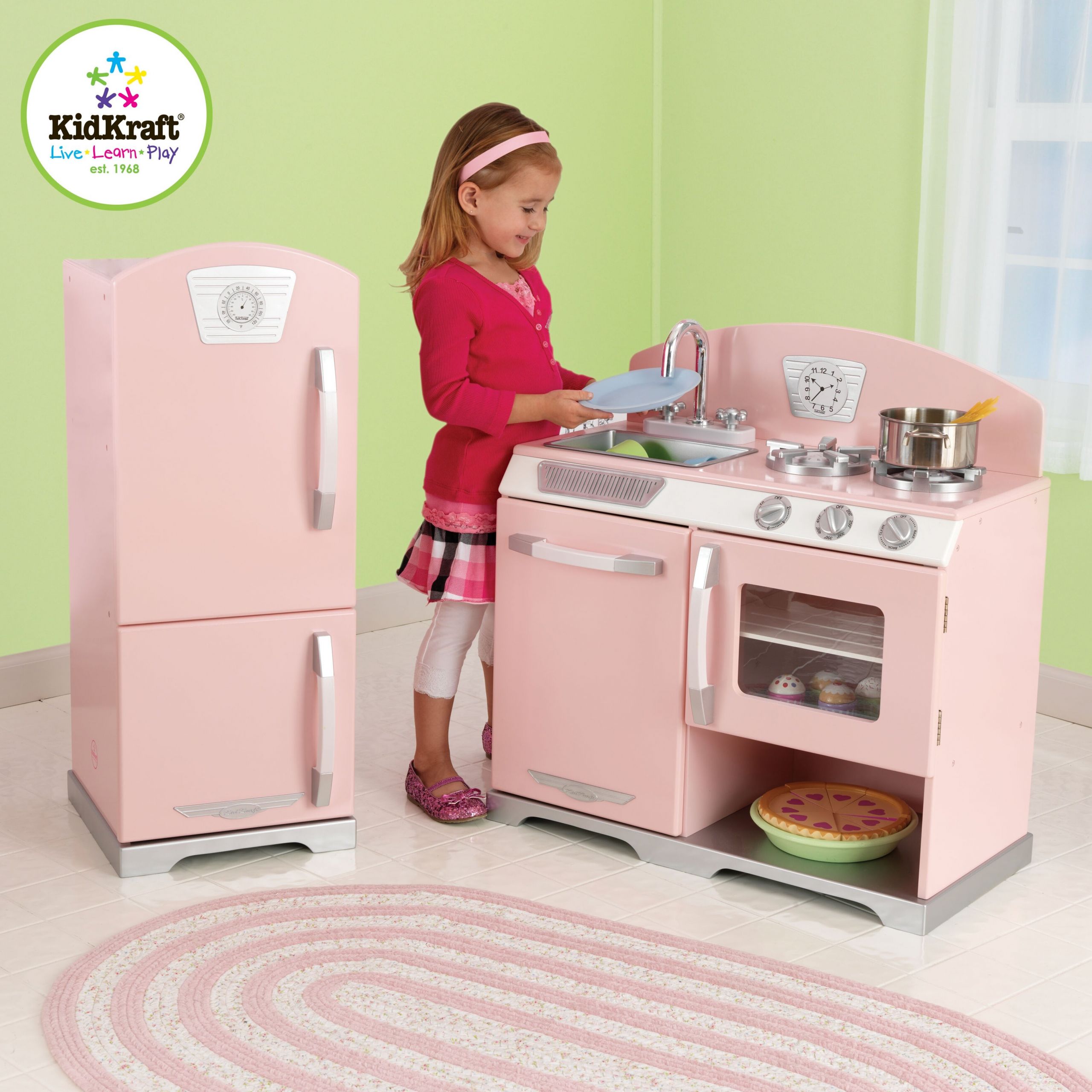 Kids Craft Kitchens Lovely Kidkraft 2 Piece Retro Kitchen And Refrigerator Set Of Kids Craft Kitchens Scaled 