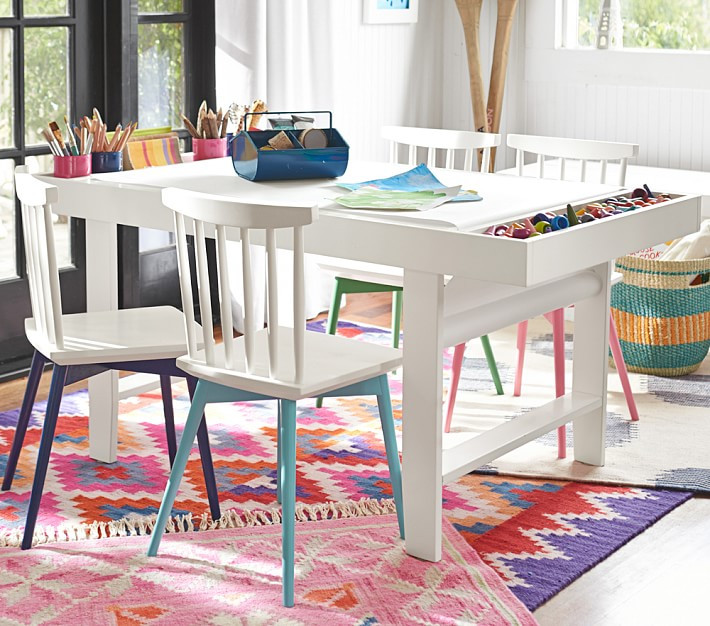 Kids Craft Table And Chairs
 DIY Geometric Kids Art Table – September Fab Furniture
