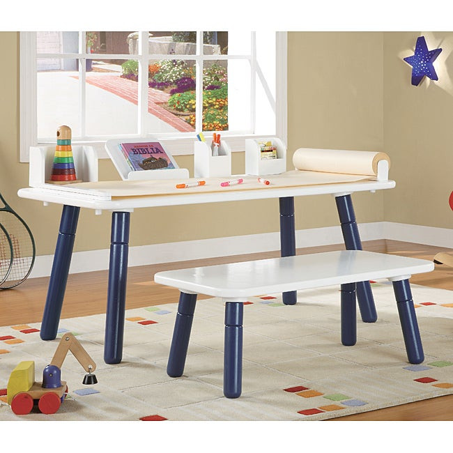 Kids Craft Table And Chairs
 3 Stages Kid s Art Table and Bench Set in White and Blue