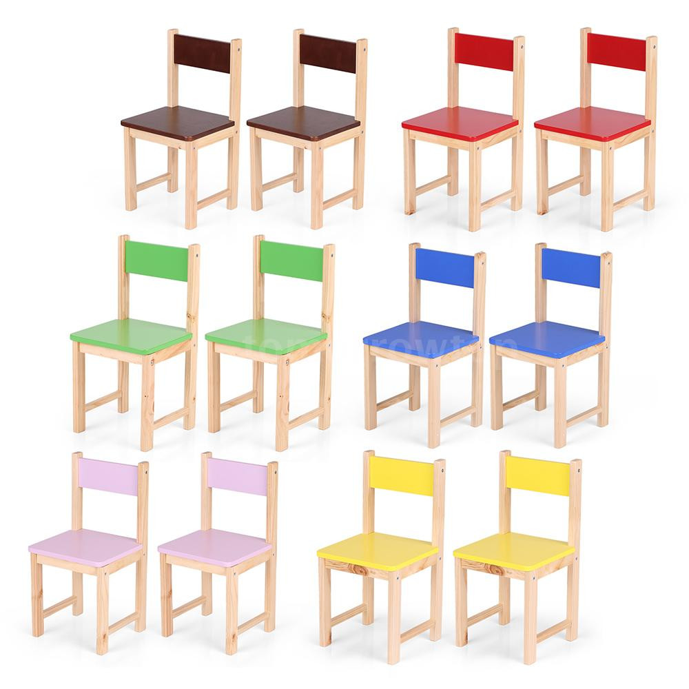 Kids Dining Chair
 Set 2 Solid Kids Children Activity Play Wooden Chairs