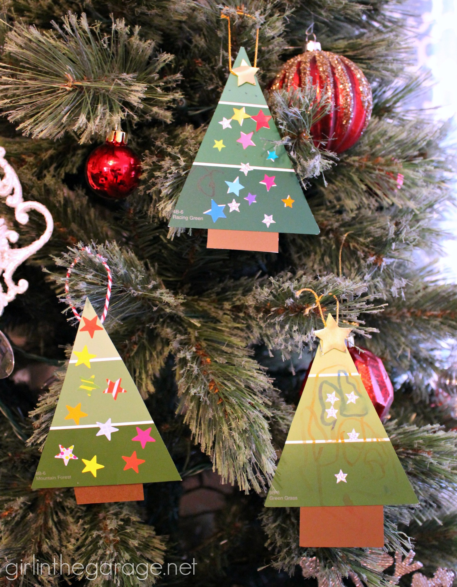 Kids DIY Christmas Ornaments
 Easy Paint Chip Christmas Tree Ornament