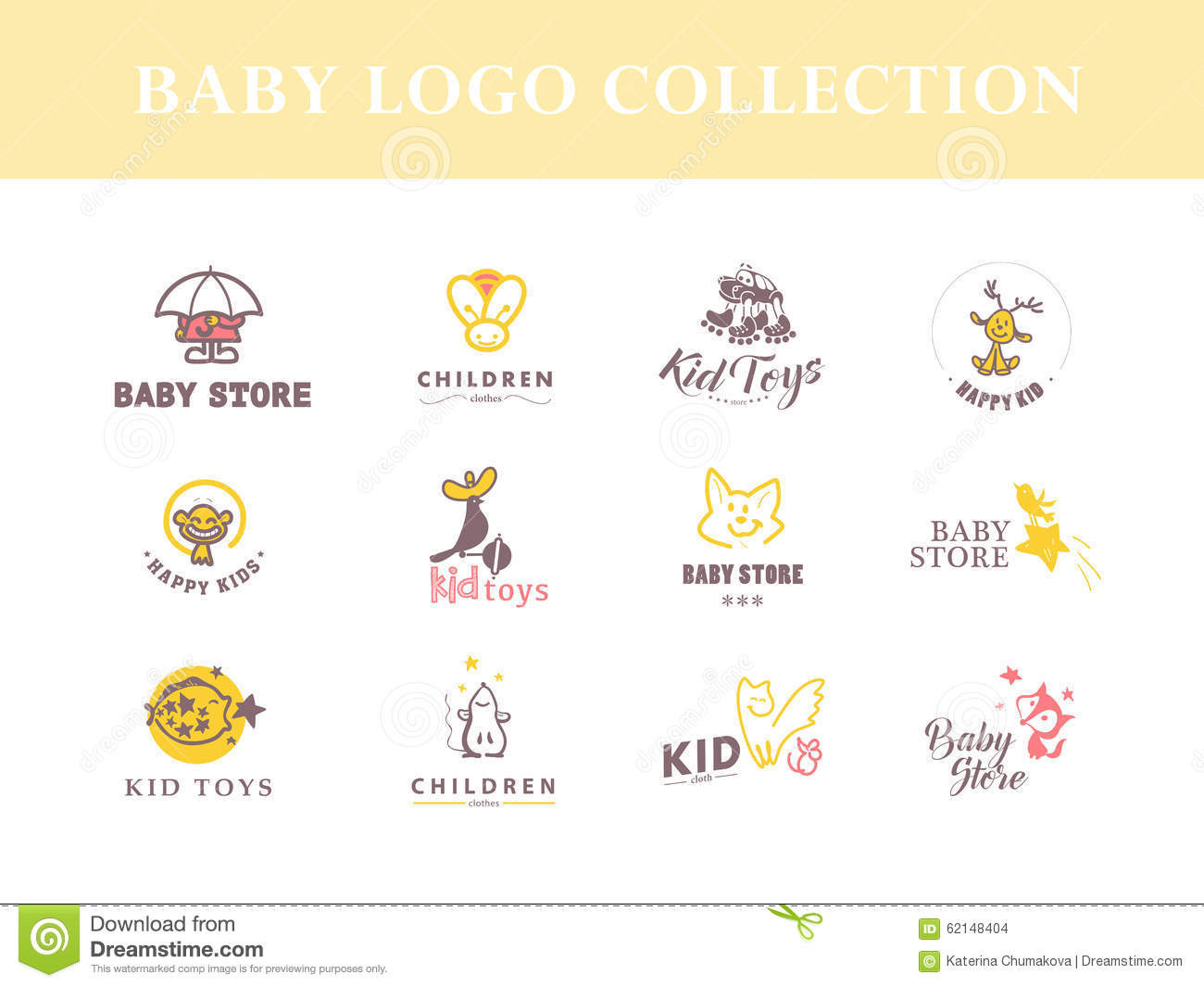 Kids Fashion Brands
 Vector Collection Baby Logo Stock Vector Image
