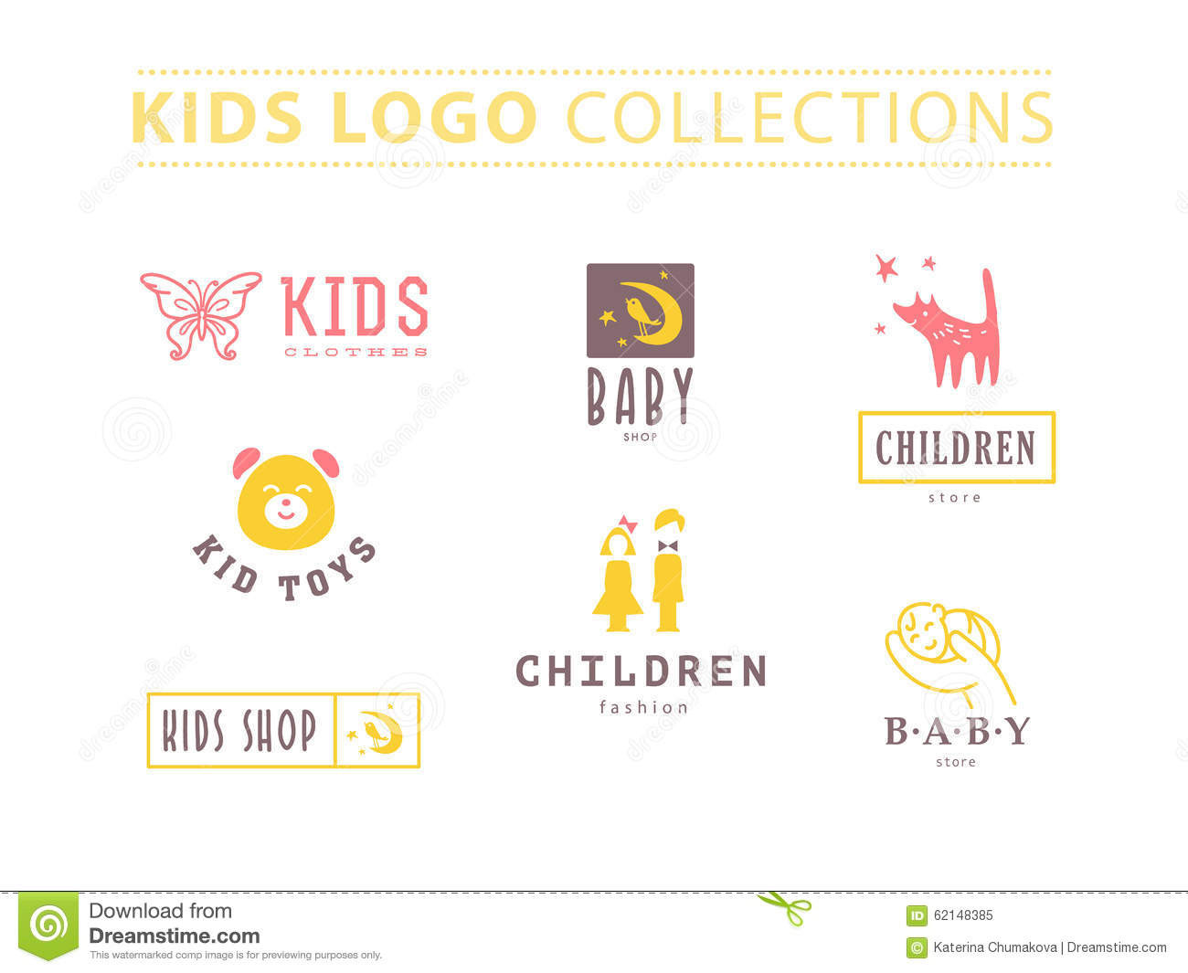 Kids Fashion Brands
 Vector Collection Baby Logo Stock Vector