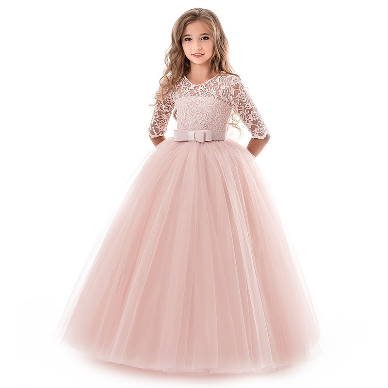 Kids Girls Party Dresses
 Summer Girl Lace Dress Long Tulle Teen Girl Party Dress