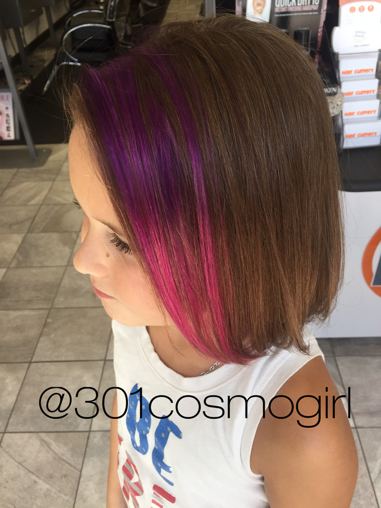 Kids Hair Color
 These purple pink pravana ombré peekaboos are perfect for
