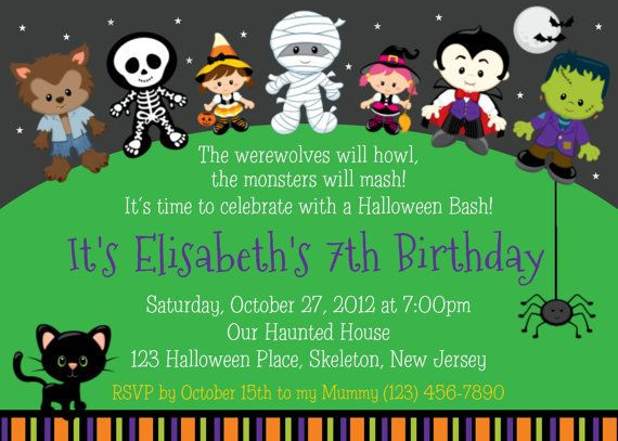 Kids Halloween Party Invitations Ideas
 NEW Halloween Birthday Invitation by afairytalebeginning
