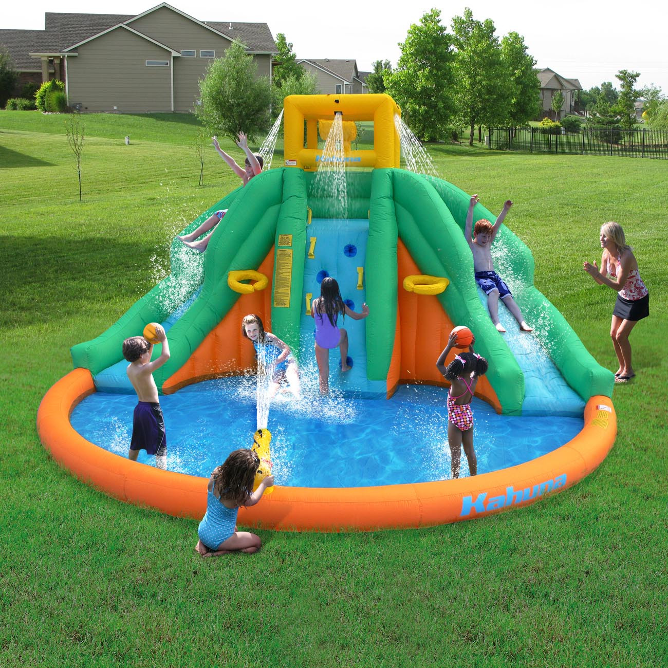 Kids Outdoor Pool
 Magic Time Twin Peaks Kids Inflatable Splash Pool Backyard