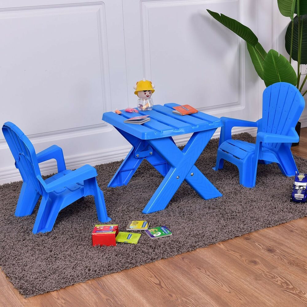 Kids Outdoor Table And Chair
 3PCS Children Kids Plastic Table & Chair Set Play