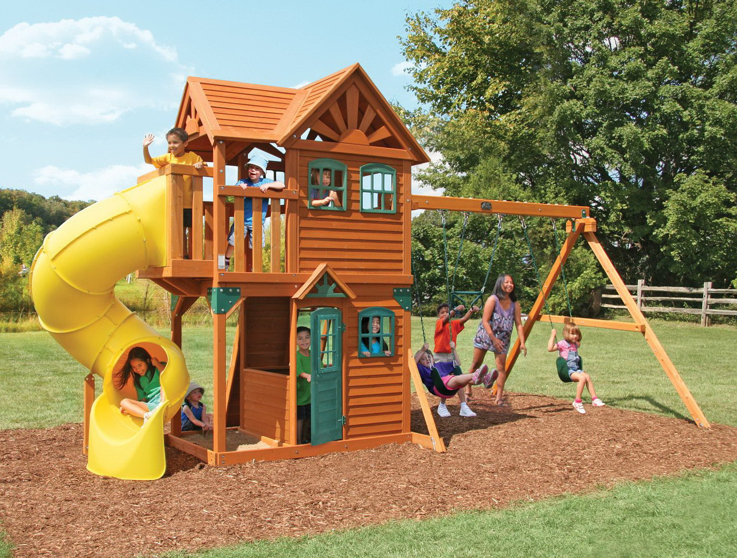 Kids Outdoors Playground
 New Giant Outdoor Wood Playground Play Set Wooden Kid s