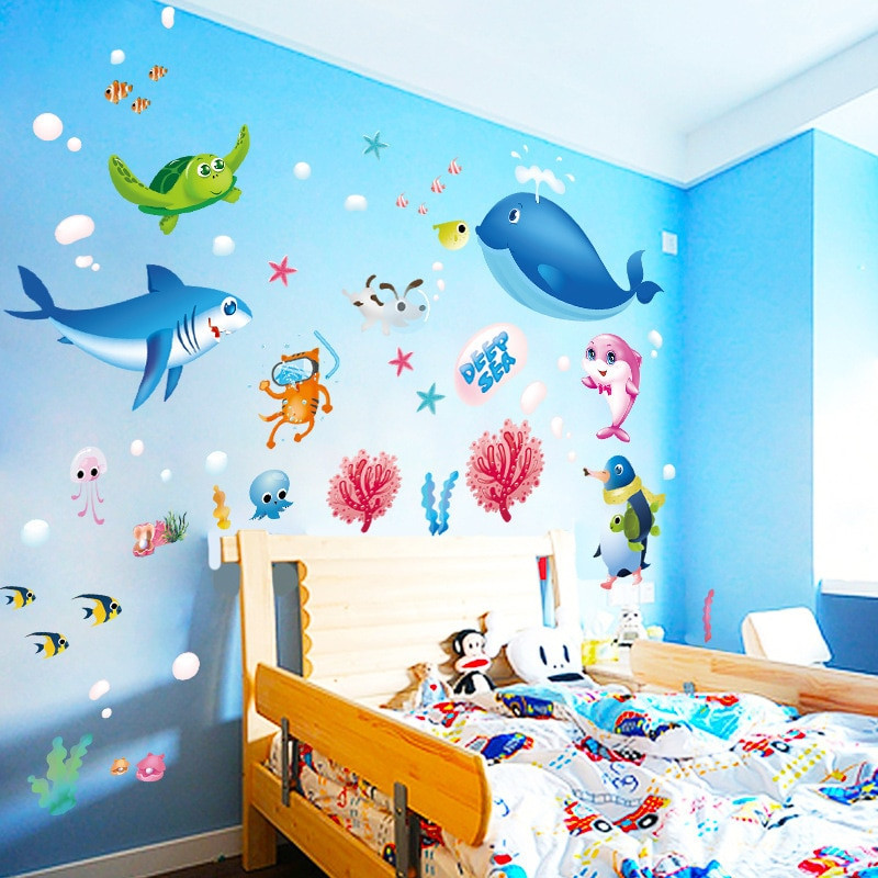 Kids Room Murals
 Cartoon Underwater World Wall Stickers Kids room Bedroom