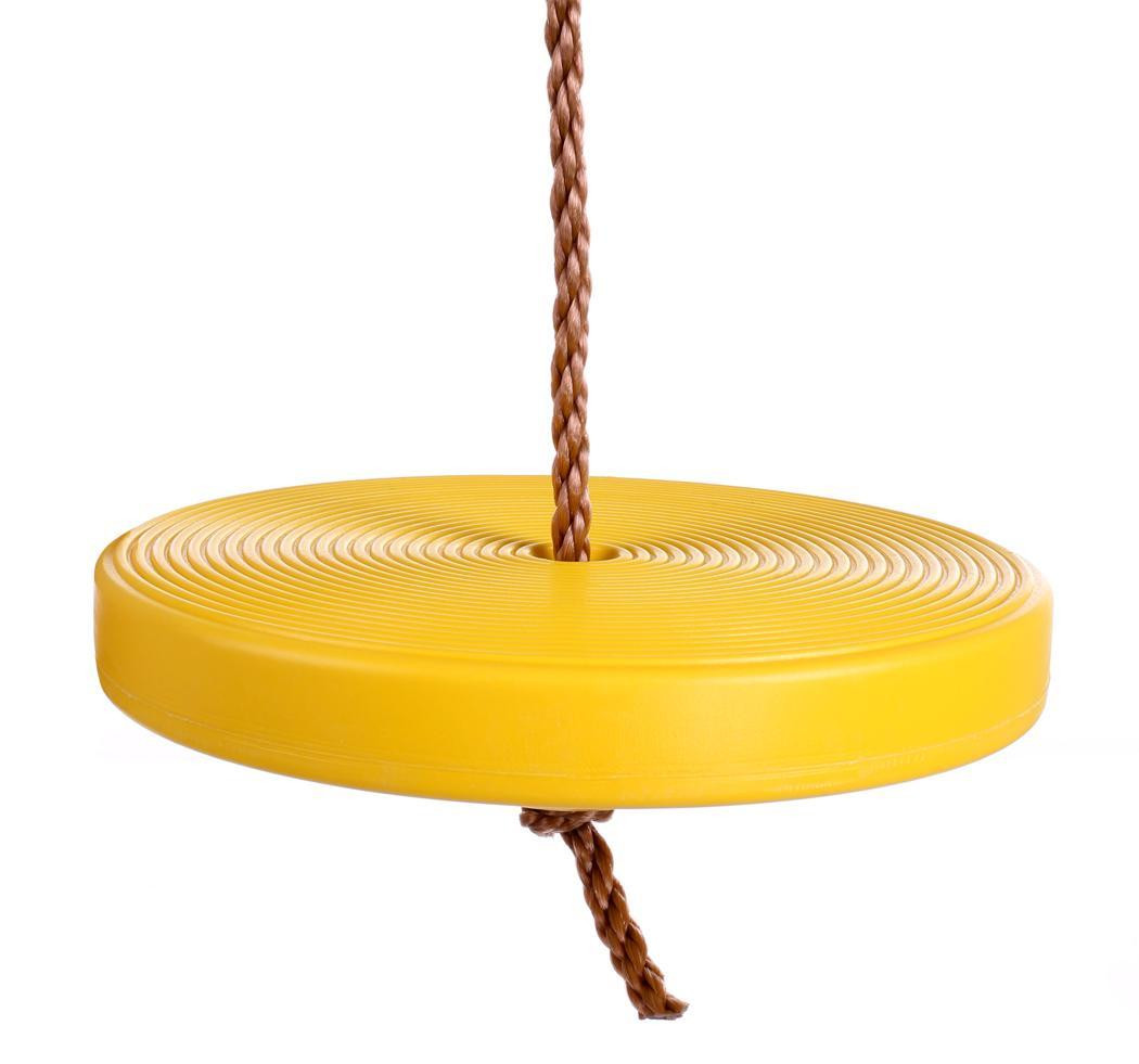 Kids Round Swing
 Round Disc Swing Seat Set Yellow w Rope 264lb Cap Kids