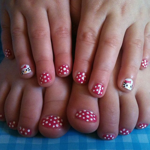 Kids Toe Nail Designs
 Toddler Hello Kitty Mani pedi nails and toenails Flickr