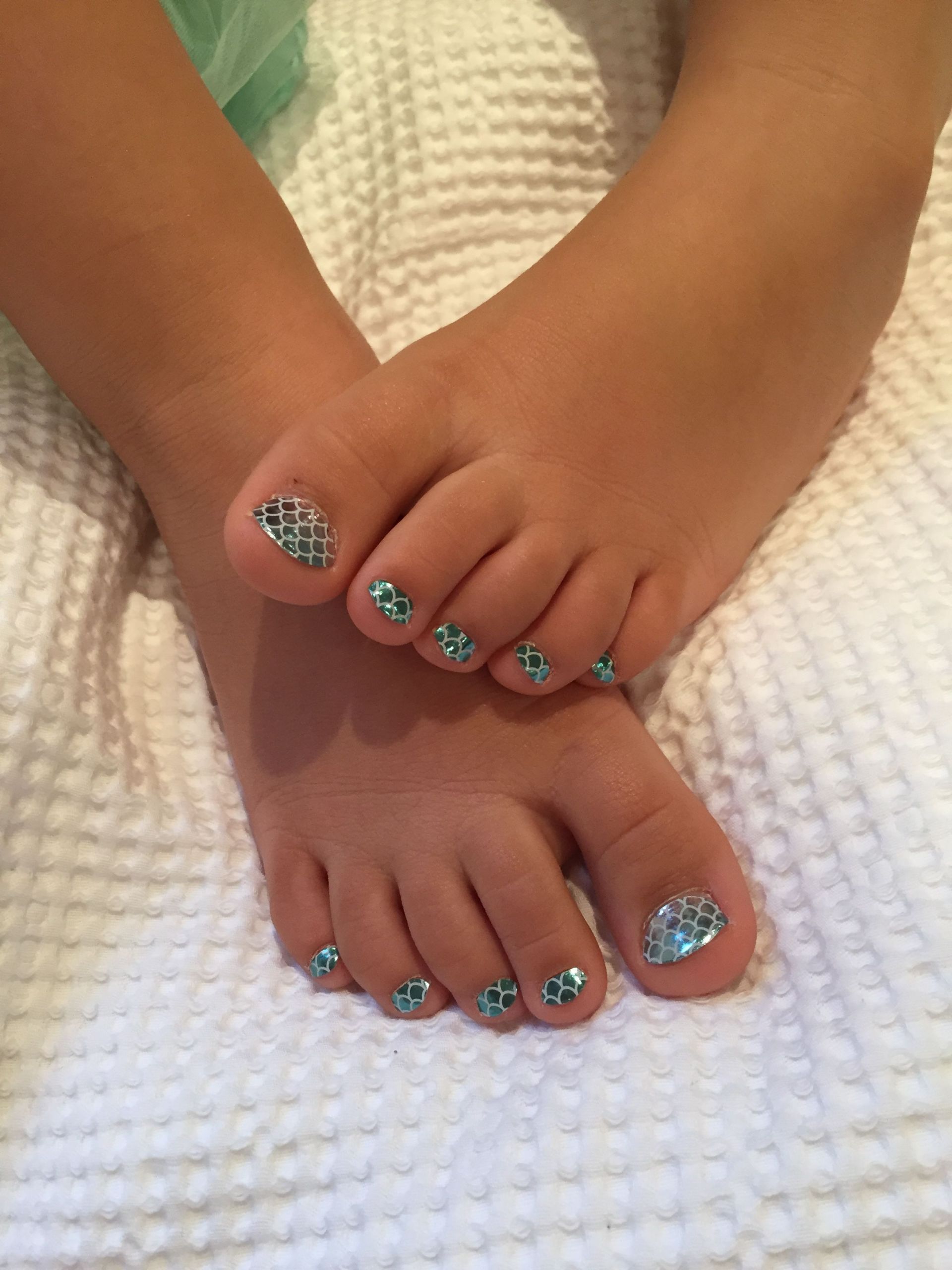 Kids Toe Nail Designs
 Jamberry Pedicures with my girls Mermaid Tales