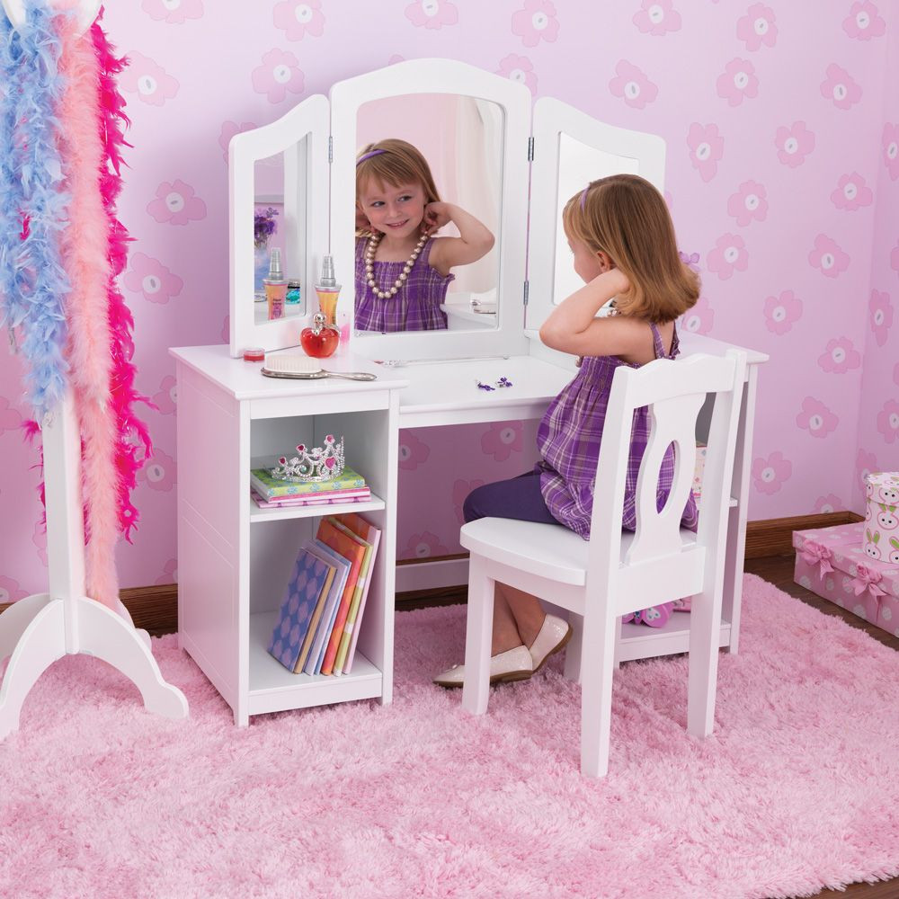 Kids Vanity Table
 Kidkraft Deluxe Dressing Table & Chair in White